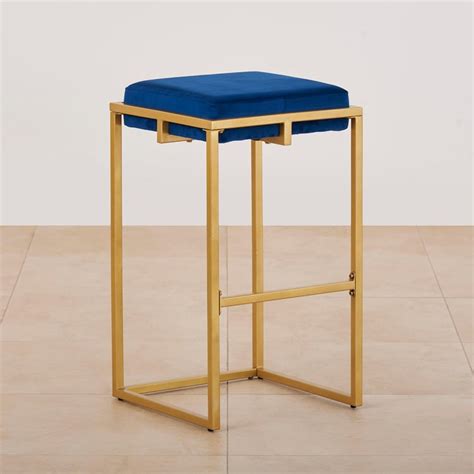 Buy Velvetica Velvet Bar Stool - Blue from Home Centre at just INR 4990.0
