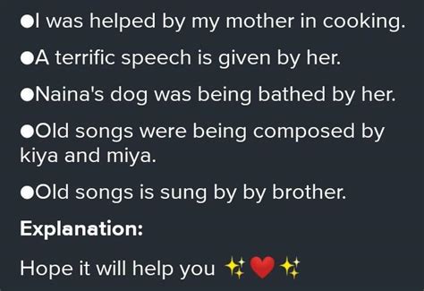 1.My mother helped me in cooking. 2.she gave a terrific speech. 3.Naina ...