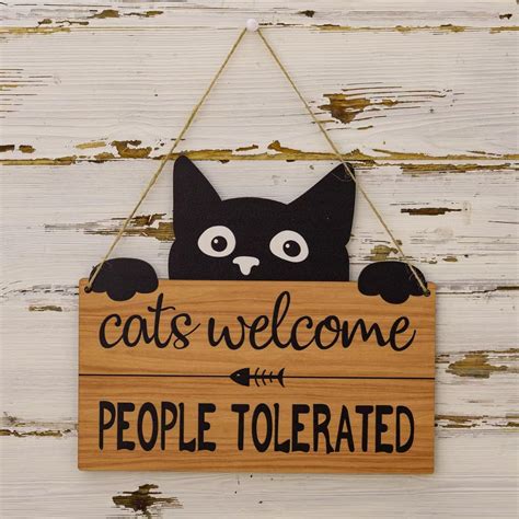 Cat Welcome Sign Funny Wooden Plaque Cat Decor – CRAZE
