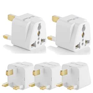 Hi-Plasst India to UK Adapter (Type-G Plug) - 5pcs Pack - UK Converter ...