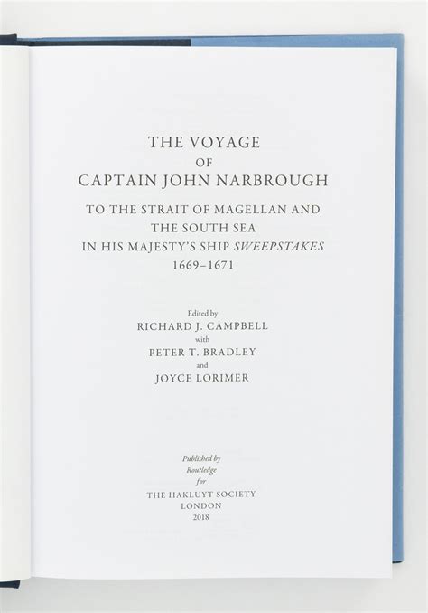 The Voyage of Captain John Narbrough to the Strait of Magellan and the ...