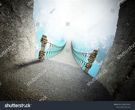 Dangerous Rope Bridge Connecting Two Opposite Stock Illustration ...