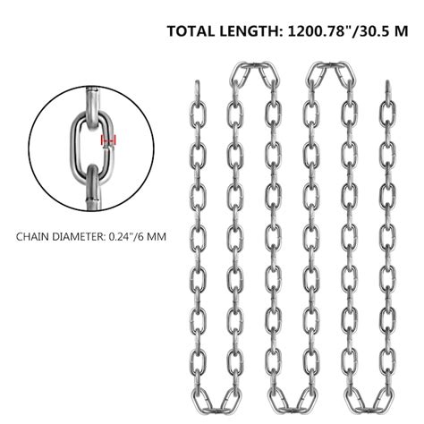 SVOPES 1/4inch x 100ft Proof Coil Chain. 1540 lbs Safe Working Load ...