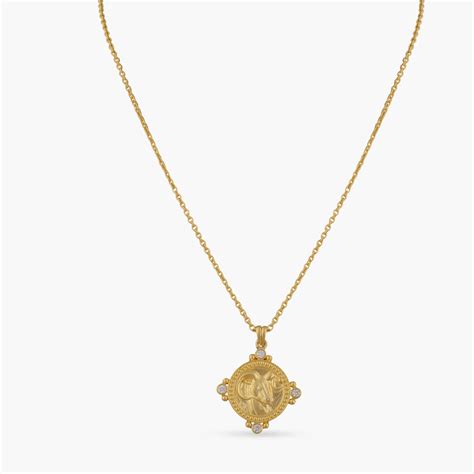 Discover Crystal Aries Zodiac Coin Gold Plated Silver Necklace | Paksha ...
