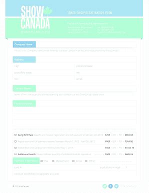 Fillable Online TRADE SHOW REGISTRATION FORM - ShowCanada Fax Email ...
