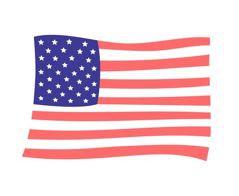 American flag flying semi flat colour vector object. 4th of july national flag. USA nation ...