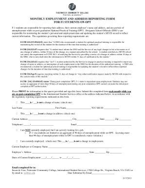 Fillable Online tcc Monthly employment and address reporting form for ...
