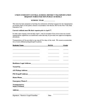 Transportation Request Form Templates | pdfFiller