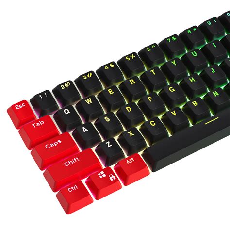 Buy WHYSP 61 Keycaps 60 Percent, Red and Black Keycaps Set PBT OEM ...