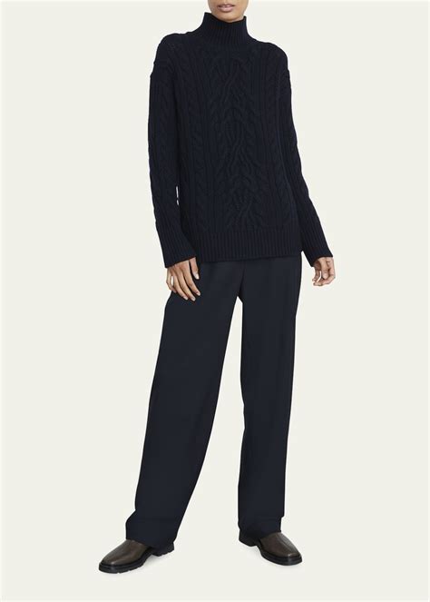 Vince Cable-Knit Wool-Cashmere Turtleneck Sweater - Bergdorf Goodman