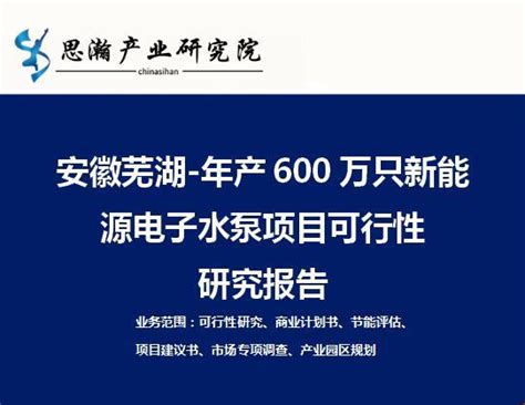 安徽芜湖-年产600万只新能源电子水泵项目可行性研究报告 - 知乎