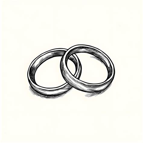 Wedding rings on a white background Hand drawn illustration | Premium ...