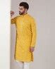 Buy Kasbah Embellished Long Kurta with Mandarin Collar | Yellow Color ...