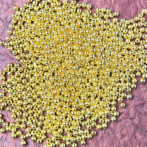 Golden Color 6mm Pearl Beads (Pack Of 40gms) – Indo Kraft