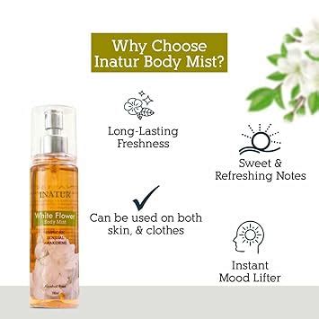 Buy One Get one Free inatur White Flower Body Mist, Alcohol Free Body ...