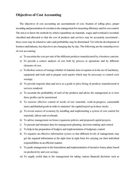 5.Objectives of Cost Accounting - The aim is to know the methods which ...