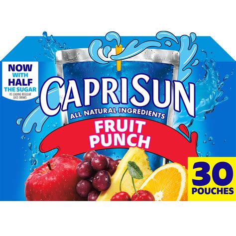 Capri Sun Fruit Punch Juice Box Pouches, 30 ct Box, 6 fl oz Pouches ...