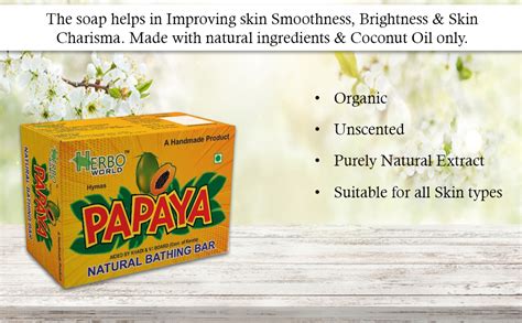Buy HERBOWORLD® Papaya Whitening Soap (75gm) For Whitening, Glowing and ...