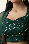 Buy Green Georgette Sequins Sweetheart Embroidered Jacket And Lehenga ...