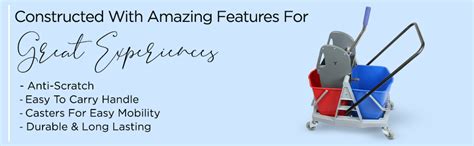 TARGET HYGIENE Double Bucket Mop Wringer Trolley | Red & Blue Bucket ...