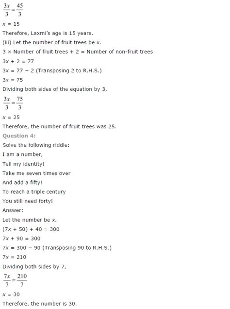 Simple Equations ncert solution class 7 Maths