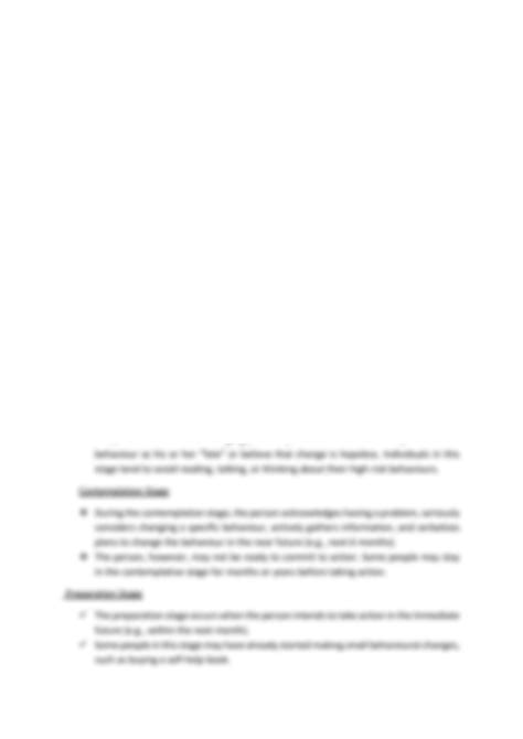 SOLUTION: Stages of health behaviour change - Studypool