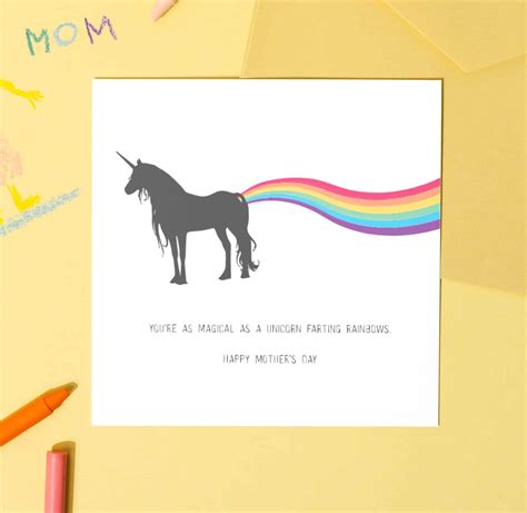 Farting Unicorn Funny Mother's Day Free Printable Card
