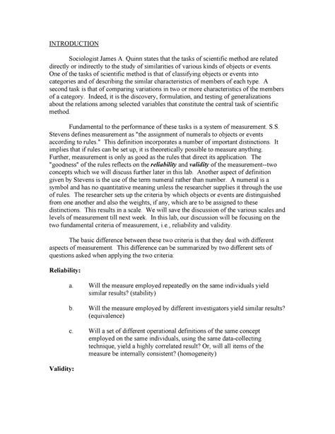 Reliability and validity - INTRODUCTION Sociologist James A. Quinn ...