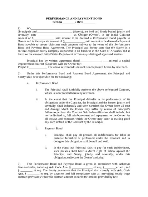 Performance and Payment Bond - Blank Fillable Template | Fill Out ...