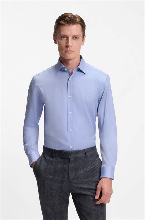 BOSS - BECKHAM x BOSS slim-fit shirt in Oxford cotton - Blue