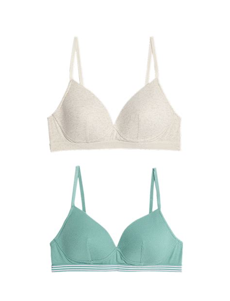 Buy 2pk Non Wired Cotton Rich Ribbed First Bras AA-D at Marks & Spencer