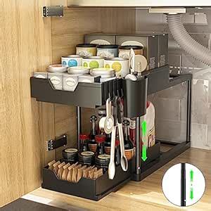 POWERWOO Under Sink Organizers and Storage with Double Sliding ...
