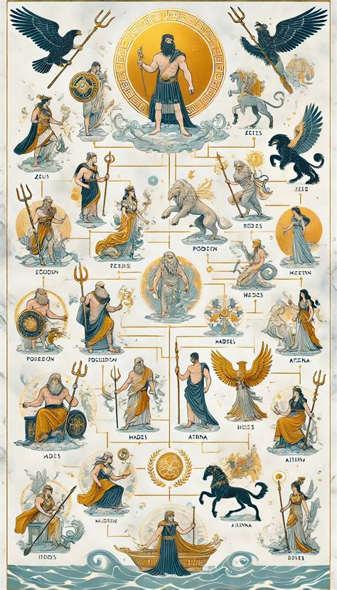 Visual Family Tree of Greek Gods - Illustrated Connections | Greek ...