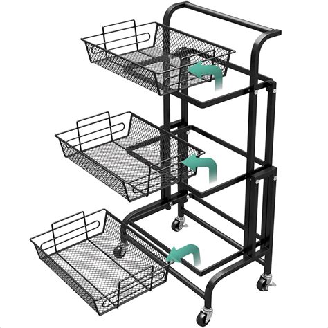 Buy 3 Tier Rolling Utility Cart ,Multifunctional Organization Cart with ...