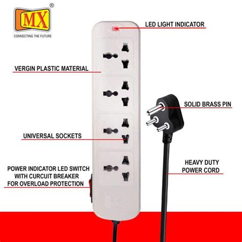 MX 4-Outlet Surge Protector | Master Switch, LED Indicator 3425 ...