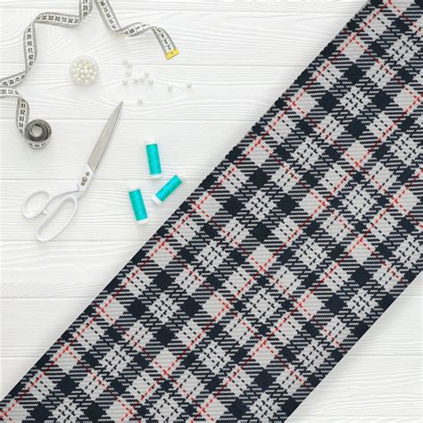 White And Dark Blue Checks Pattern Digital Print Japan Satin Fabric ...