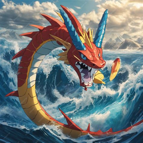 Premium Photo | Gyarados The Fierce Water Dragon Pokemon of Tempest and ...