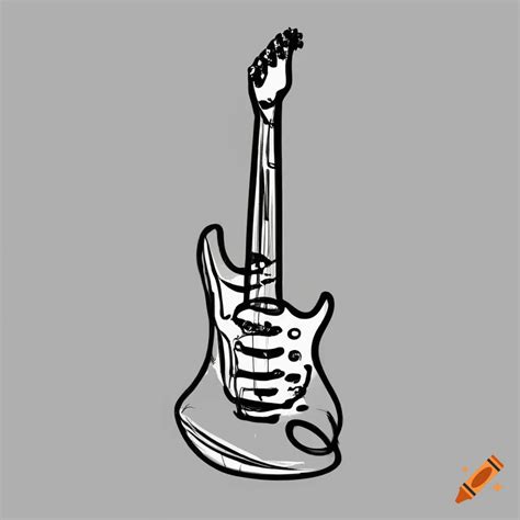 Detailed line drawing of an orange electric guitar on Craiyon