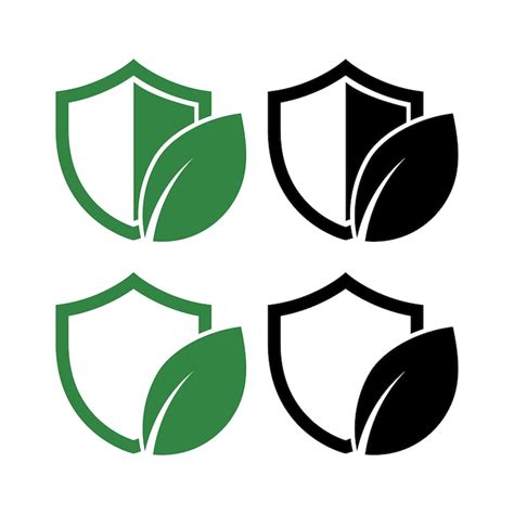 Leaf with shield set of four | Premium Vector