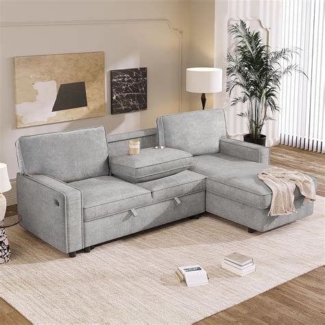 Amazon.com: LUMISOL 89" Convertible Sleeper Sofa, Modern L-Shaped ...