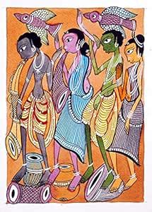 DollsofIndia Santhal Dancers - Kalighat Painting - 11 x 7.5 inches ...