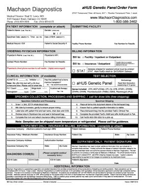 Machaon Diagnostics aHUS Genetic Panel Order Form - Blank Fillable ...