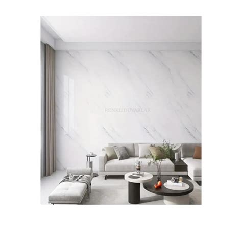 120cmx280cm Rulo Basıc Parlak Beyaz Mermer Desenli Yapışkanlı Duvar ...