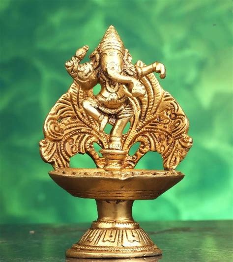 GODS CHOICE Brass Wall Mounted Petal Dancing Ganesh Diya For Pooja Size ...