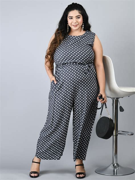 Plus Size Plus Size Polka Dot Grey Jumpsuit – DESINOOR.COM