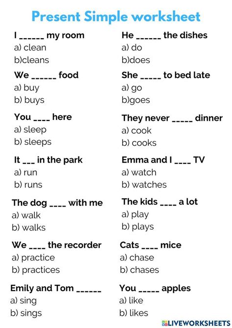 Image result for Free Printable Worksheet Simple Present