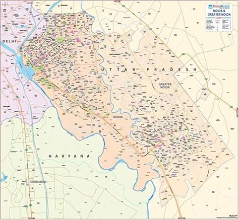 Maps Of India Noida-Greater Noida Map (48"W X 46.5"H) -2019 Edition ...