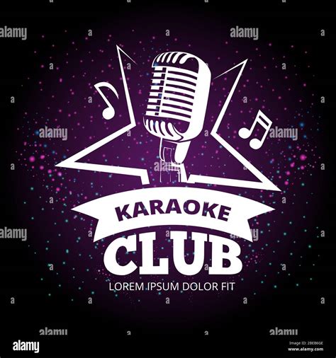Shiny karaoke club vector label design. Karaoke music club label ...