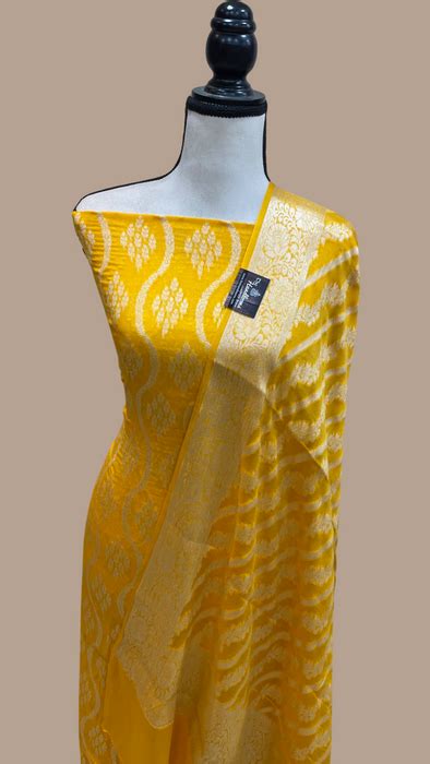 Pure Chiffon Khaddi Banarasi Dress material | The Handlooms