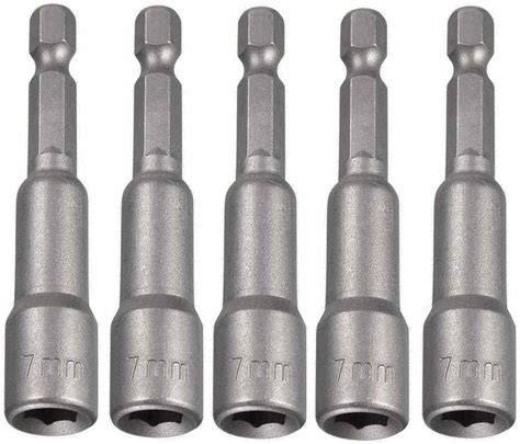 UPTODATETOOLS 5Pcs 7mm Nut Driver Bit 1/4 inch Hex Magnetic Power ...
